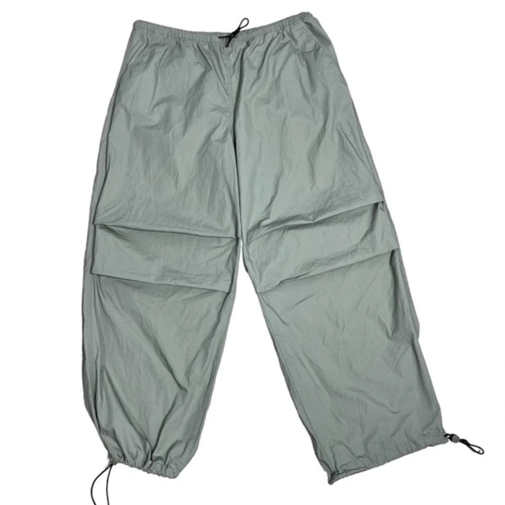 Divided H&M 90’s Y2K Parachute Pants Green Wide Leg Drawstring M - Picture 4 of 12